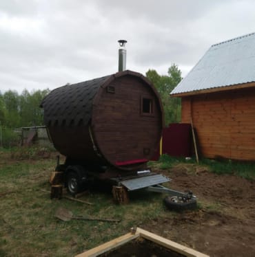 Монтаж бани-бочки №413 от 23.04.2021 в Карталах